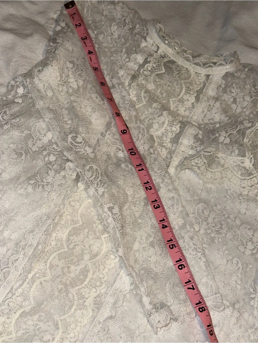 Vintage Jessica McClintock Sheer White Lace Long Sleeve Dress - Picture 8 of 10